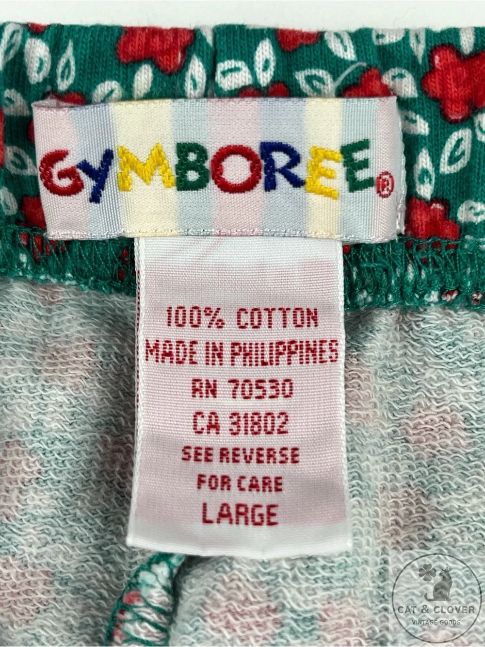 Gymboree 90s Rainbow Tag Rosebuds Floral Girl Red Green Leggings Large